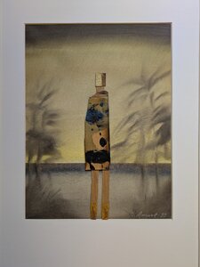 Ohne Titel II, Öllasur mit Holzfurnier, 50 x 70 cm, © Wolfgang Marquart 1999