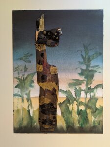 Ohne Titel VI, Öllasur mit Holzfurnier, 50 x 60 cm, © Wolfgang Marquart 2001