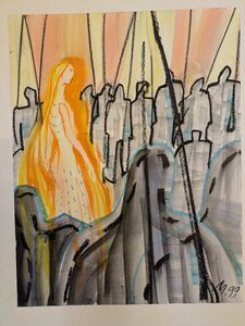Odyssee Zyklus I (klein), Öllasur und Kreide auf Papier, 50 x 65 cm, © Wolfgang Marquart 1999