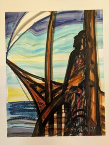 Odyssee Zyklus IV (klein), Öllasur und Kreide auf Papier, 50 x 65 cm, © Wolfgang Marquart 1999