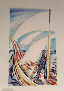 Odyssee Zyklus „Allein“, Öllasur und Kreide auf Papier, 100 x 70 cm, © Wolfgang Marquart 1999