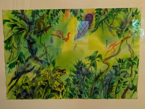 „Auf der Lichtung“, Aquarell mit Rahmen, 100 x 72 cm, © Wolfgang Marquart