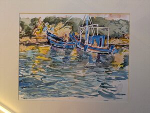 „Beim Fischen - Kefalonia“, Aquarell, 53 x 63 cm, © Wolfgang Marquart 1990