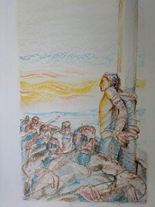 „Das Lied der Sirenen“, Öllasur und Kreide auf Papier, 100 x 70 cm, © Wolfgang Marquart 1999