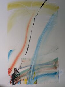 „Der Gesang der Tiefe“, Öllasur und Kreide auf Papier, 100 x 70 cm, © Wolfgang Marquart 1999