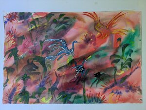 „Feuervogel“, Aquarell, 100 x 70 cm, © Wolfgang Marquart 2008