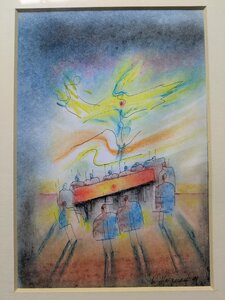 „Friedenskongress“, Pastellkreide und Tusche auf Papier, 24 x 30cm, © Wolfgang Marquart 1998