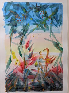 „Fundevogel 2“, Aquarell mit Rahmen, 42,5 x 53 cm, © Wolfgang Marquart 2010