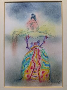 „In Balance“, Pastellkreide und Tusche auf Papier, 24 x 30cm, © Wolfgang Marquart 1998
