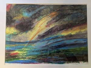 „Ithaka im Gewitter“, Ölkreide, 51 x 41,5 cm, © Wolfgang Marquart 1990