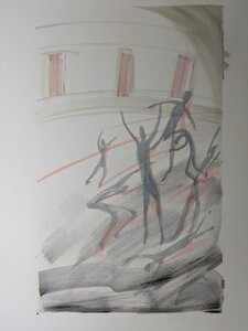 „Kirkes Hallen - Die Metamorphose“, Öllasur und Kreide auf Papier, 100 x 70 cm, © Wolfgang Marquart 1999