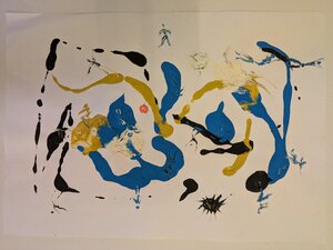„Körpersäfte und Herzrhythmus I“, Gouache und Kreide auf Papier, 42 x 61 cm, © Wolfgang Marquart 2004