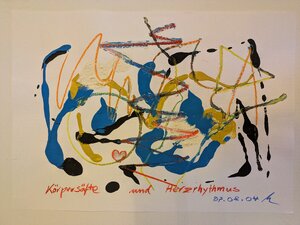 „Körpersäfte und Herzrhythmus II“, Gouache und Kreide auf Papier, 42 x 61 cm, © Wolfgang Marquart 2004