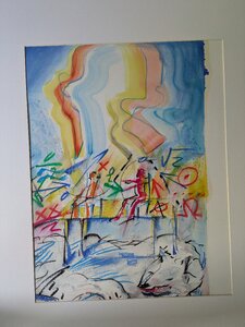 „Mittagsschlaf“, Öllasur und Kreide auf Papier, 90 x 70 cm, © Wolfgang Marquart 2001
