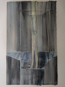 „Nach oben“, Öllasur und Kreide auf Papier, 100 x 70 cm, © Wolfgang Marquart 2007