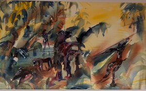 „Die Jagd“, Aquarell, 100 x 70 cm, © Wolfgang Marquart
