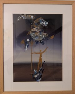 „Wolkenfänger“, Acryl/Öl auf Papier mit Rahmen, 43 x 53 cm, © Wolfgang Marquart
