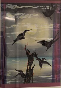 „Die Flügel der Nacht“, Mischtechnik mit Rahmen, 51 x 71 cm, © Wolfgang Marquart