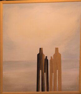„Auf dem Weg“, Öl auf Leinwand mit Holzfurnier und Rahmen, 148 x126 cm, © Wolfgang Marquart