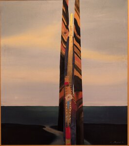 „Die Suche“, Öl auf Leinwand mit Holzfurnier und Rahmen, 148 x 126 cm, © Wolfgang Marquart