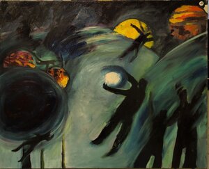 „Im Banne der Schwerkraft“, Öl auf Leinwand, 100 x 120 cm, © Wolfgang Marquart