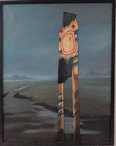 „Auf der Wanderung“, Öl auf Leinwand mit Holzfurnier, 94 x 73 cm, © Wolfgang Marquart
