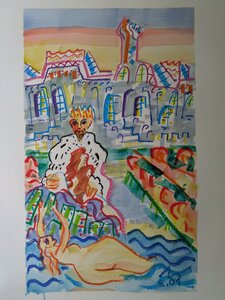 „Seejungfrau“, Öllasur und Ölkreide auf Papier, 100 x 70 cm, © Wolfgang Marquart 2001