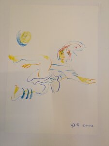 „Spielball“, Öllasur und Kreide auf Papier, 44 x 62 cm, © Wolfgang Marquart 2002