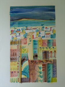 „Tunesien I“, Öllasur und Kreide auf Papier, 100 x 70 cm, © Wolfgang Marquart 2001