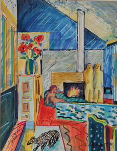 „Zwischenwelten“, Öl-Kreide auf Papier, 70 x 100 cm, © Wolfgang Marquart