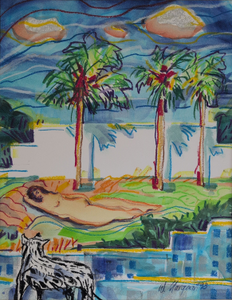 „Sonnengeflüster“, Öl-Kreide auf Papier, 70 x 100 cm, © Wolfgang Marquart