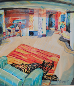 „Die Seele des Hause“, Öl-Kreide auf Papier, 70 x 100 cm, © Wolfgang Marquart