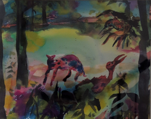 „Lichtung“, Aquarell mit Rahmen, 53 x 63 cm, © Wolfgang Marquart