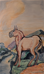 „Esel“, Öl/ Kreide auf Papier, 100 x 70 cm, © Wolfgang Marquart