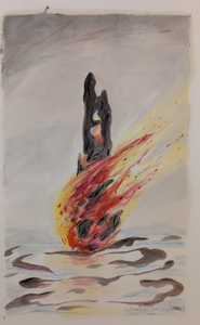 Zyklus der Elemente „Feuer“, Öl/ Kreide auf Papier, 70 x 100 cm, © Wolfgang Marquart