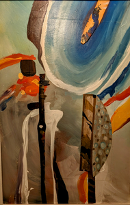 „Texturen der Erinnerung“, Öl auf Holzplatte mit Holzfurnier und Rahmen, 83 x 123 cm, © Wolfgang Marquart